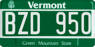 VT license plate BZD950