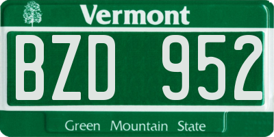VT license plate BZD952