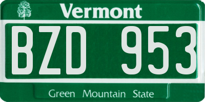 VT license plate BZD953