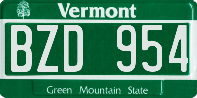 VT license plate BZD954
