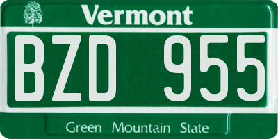 VT license plate BZD955