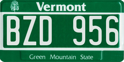 VT license plate BZD956
