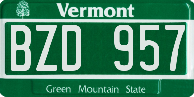 VT license plate BZD957