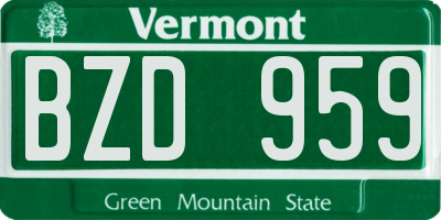 VT license plate BZD959
