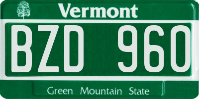 VT license plate BZD960