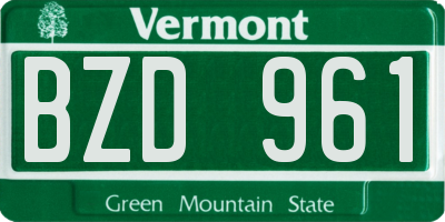 VT license plate BZD961