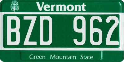 VT license plate BZD962