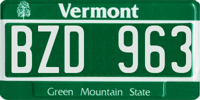 VT license plate BZD963