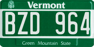 VT license plate BZD964