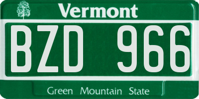 VT license plate BZD966