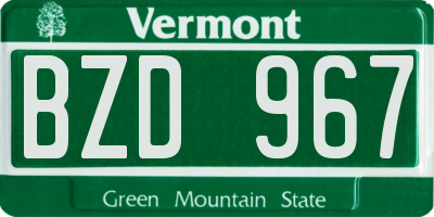 VT license plate BZD967