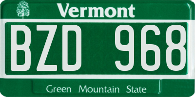 VT license plate BZD968