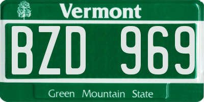VT license plate BZD969