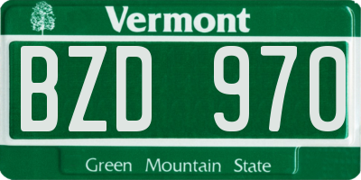 VT license plate BZD970