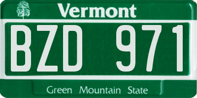 VT license plate BZD971