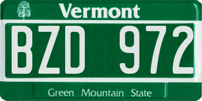 VT license plate BZD972