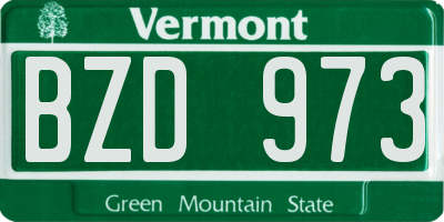 VT license plate BZD973