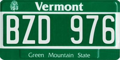 VT license plate BZD976