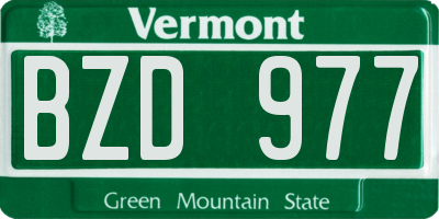 VT license plate BZD977
