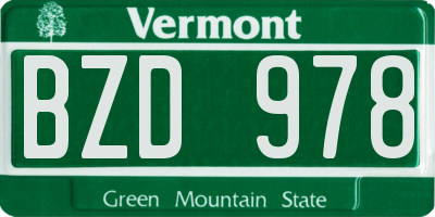 VT license plate BZD978