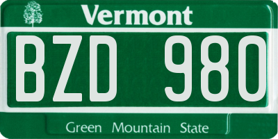 VT license plate BZD980