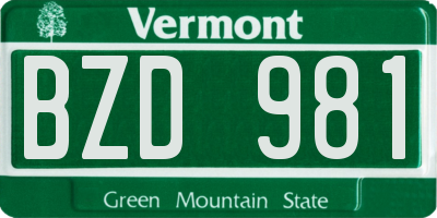 VT license plate BZD981