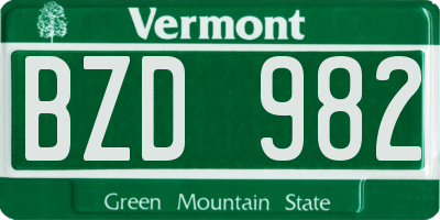 VT license plate BZD982