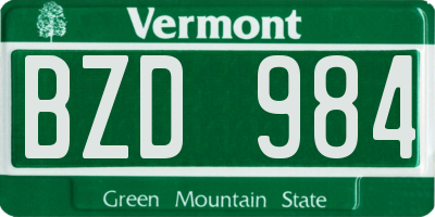 VT license plate BZD984