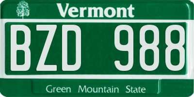 VT license plate BZD988