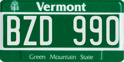VT license plate BZD990