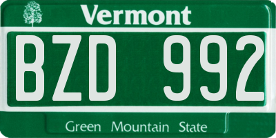 VT license plate BZD992