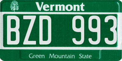 VT license plate BZD993