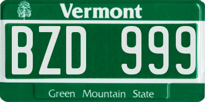 VT license plate BZD999