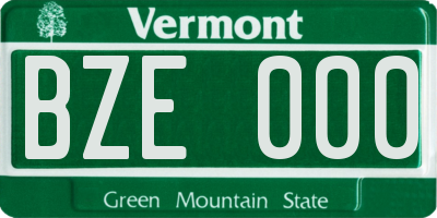 VT license plate BZE000
