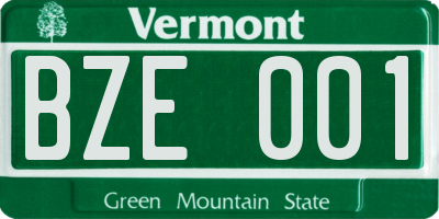 VT license plate BZE001