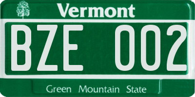 VT license plate BZE002