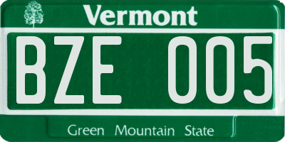 VT license plate BZE005