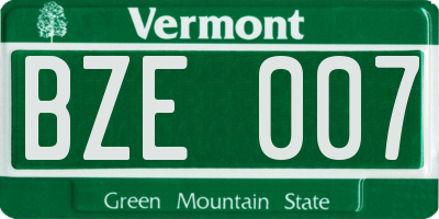 VT license plate BZE007