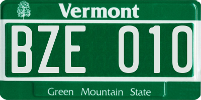 VT license plate BZE010