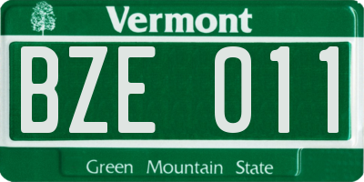 VT license plate BZE011