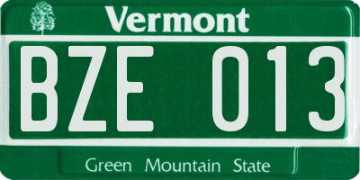 VT license plate BZE013