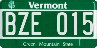 VT license plate BZE015