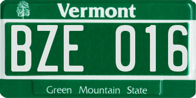 VT license plate BZE016