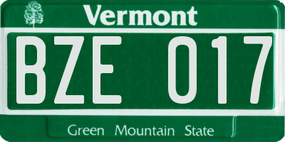 VT license plate BZE017