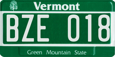 VT license plate BZE018