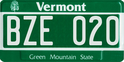 VT license plate BZE020