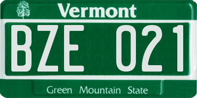 VT license plate BZE021