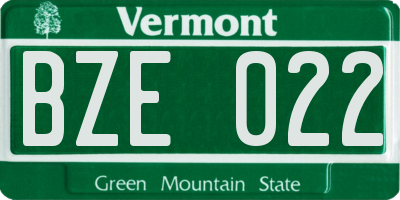 VT license plate BZE022