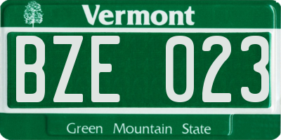 VT license plate BZE023
