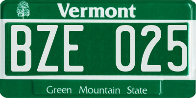 VT license plate BZE025